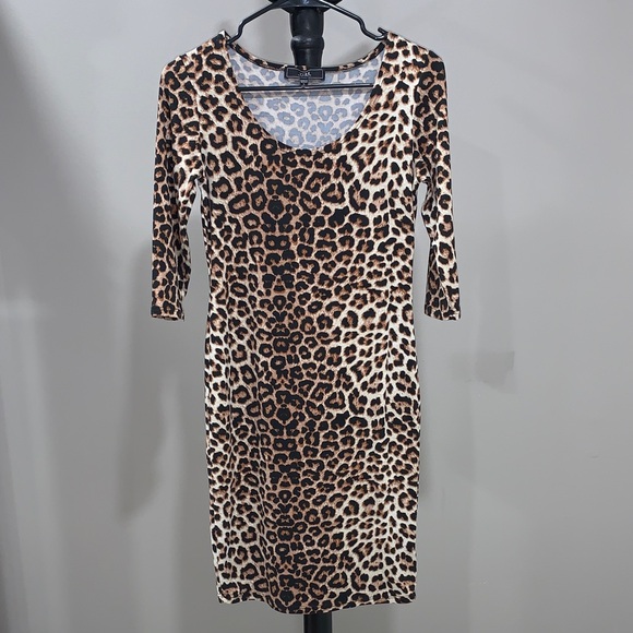 Vibe Sportswear Leopard Print Midi Dress Size Small - Picture 1 of 6